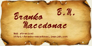 Branko Macedonac vizit kartica